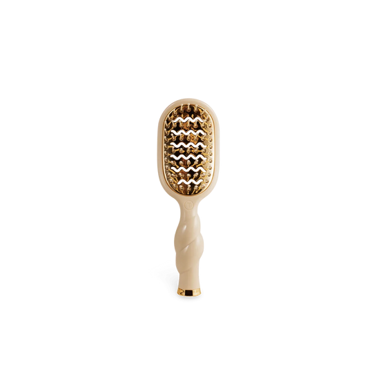 TELETIES Mini Vented Hair Brush in Tan with quick-heat plate and vented design