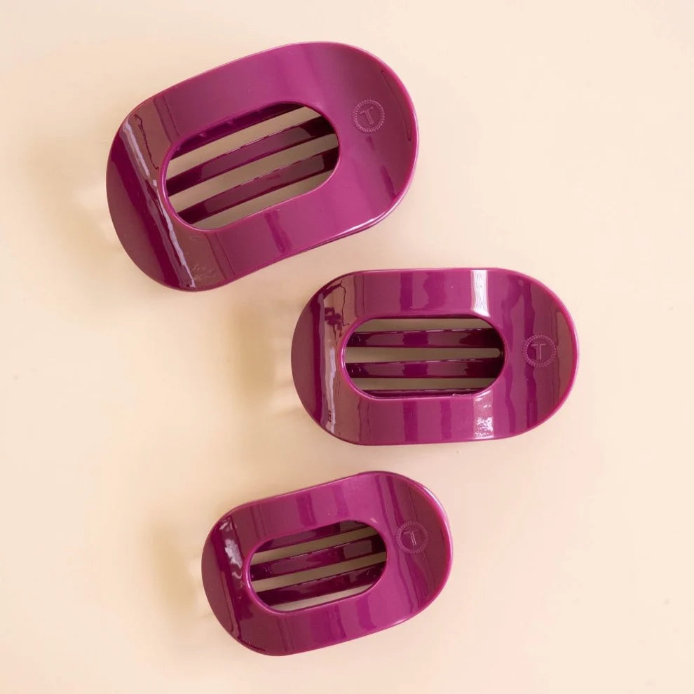 TELETIES Mulberry Flat Round Hair Clips in Small Medium and Large sizes