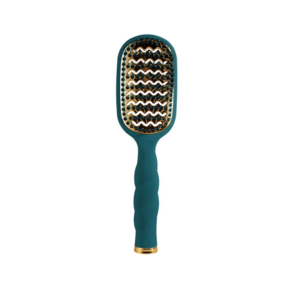 TELETIES Vented Hair Brush in Teal With It blue green blow dry hair brush