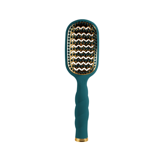 TELETIES Vented Hair Brush in Teal With It blue green blow dry hair brush
