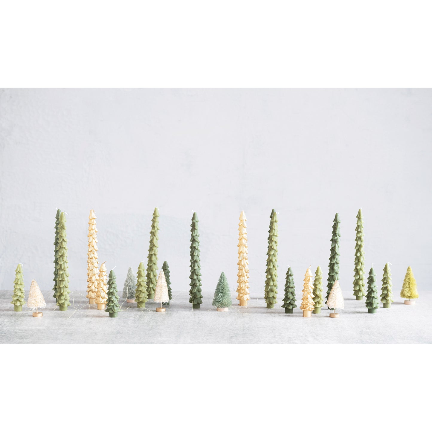 Unscented Tree Shaped Taper Candles, Set of 2