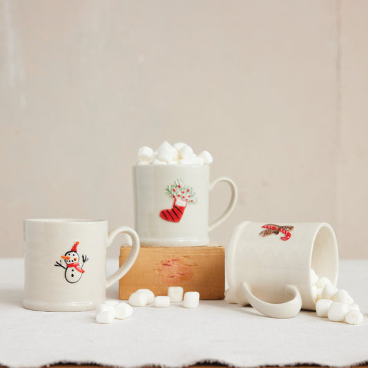 Embossed Stoneware Christmas Mug